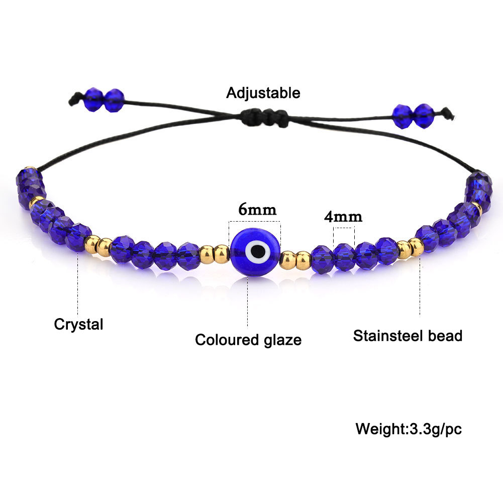 Turkish Evil Red Blue Eye Beads Bracelet Braided Rope Chain Colorful Crystal Beads Bracelets for Women Handmade Jewelry Gifts