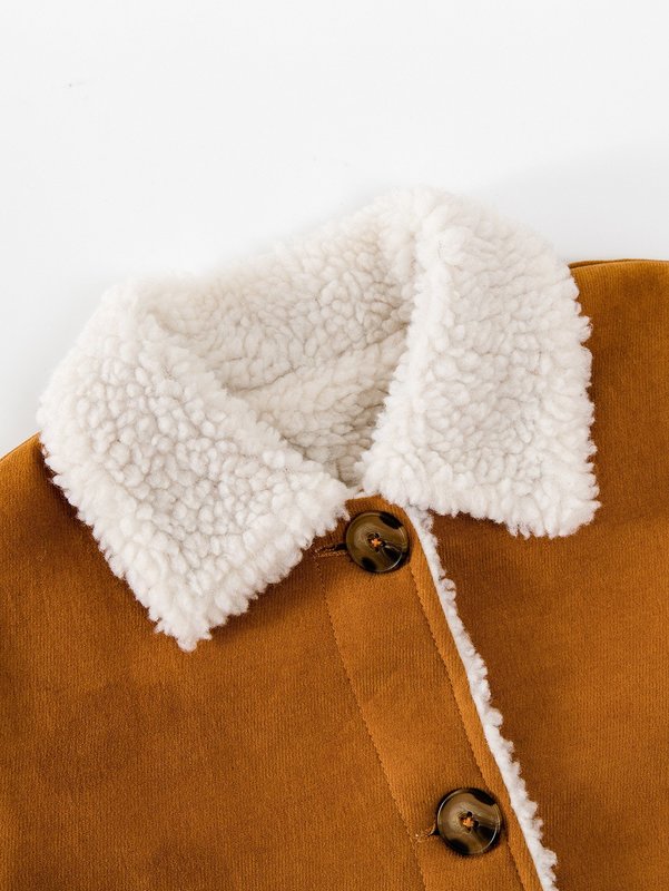 Toddler Boys Borg Collar Single Breasted Coat SHE