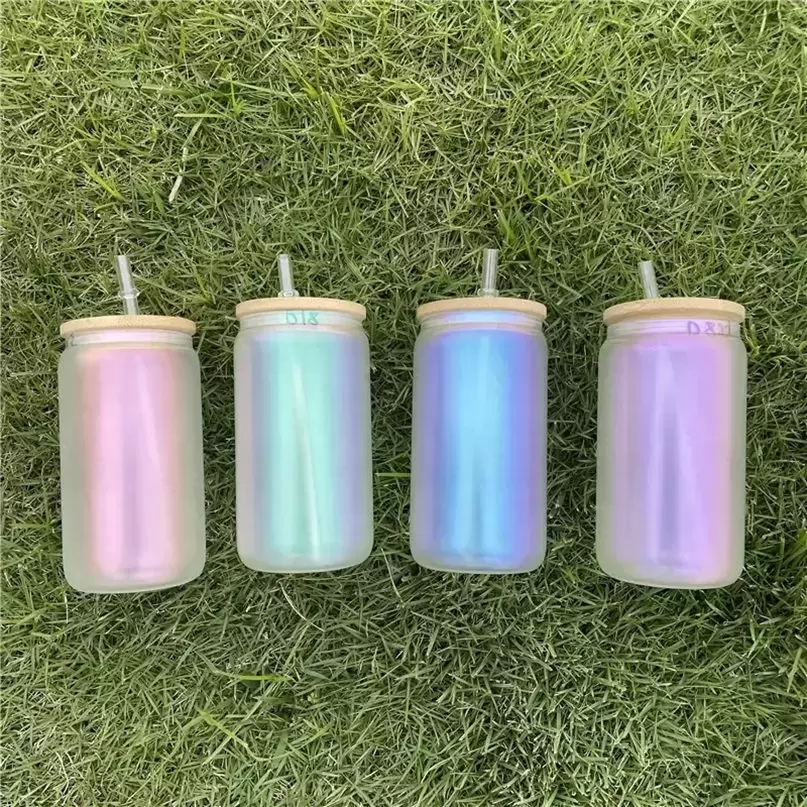 16oz iridescent glass tumblers with bamboo lid short sublimation laser colors frosted glasses cola beer can beverage drinking bottles DIY heat transfer cups, Mixed color
16oz iridescent glass tumblers with bamboo lid short sublimation laser colors frosted glasses cola beer can beverage drinking bottles DIY heat transfer cups, Mixed color