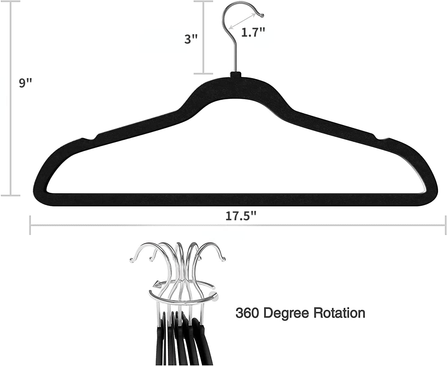 Nobemall Hangers NonSlip Velvet Hangers Ultra Thin Space Saving Coat Hanger6465863