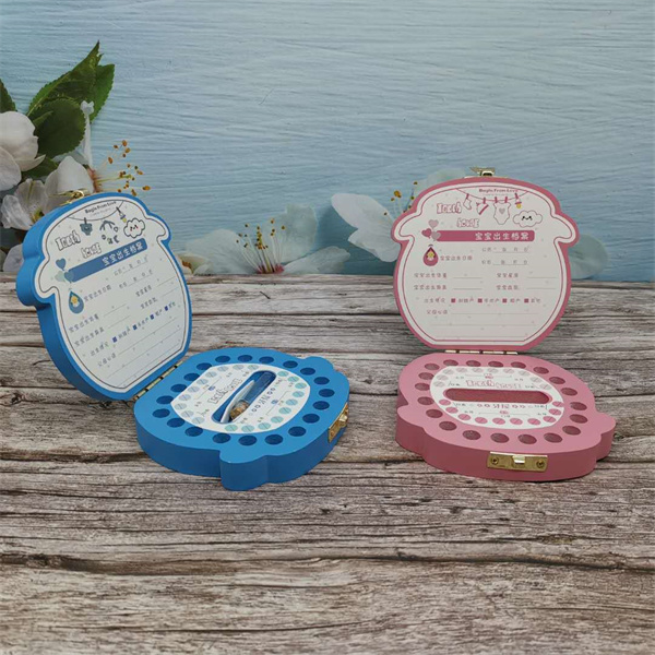 Wooden Baby Tooth Box English /Spanish /Portuguese Milk Teeth Umbilical Organizer Storage Boys Girls Souvenir Case Baby Gifts GC1323
