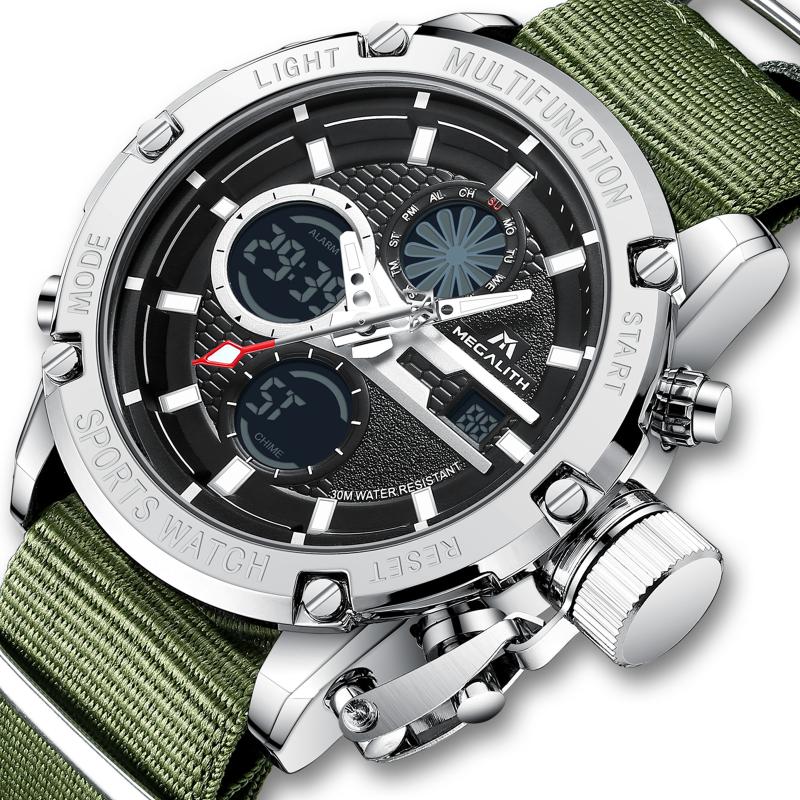Wristwatches Wholesale Price MEGALITH Chronograph Watch Man Fashion Green Strap Waterproof Sport Men Watchs Large Face Wrist Matches 8236, Leather black
Wristwatches Wholesale Price MEGALITH Chronograph Watch Man Fashion Green Strap Waterproof Sport Men Watchs Large Face Wrist Matches 8236, Leather black