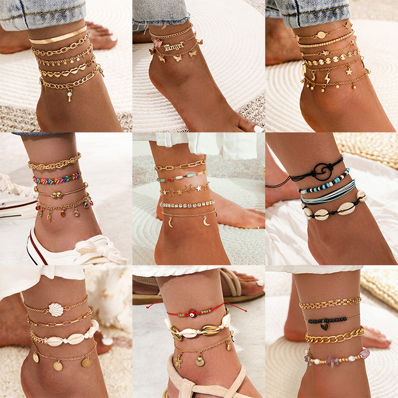 Bohemia Shell Star Chain Ankle Bracelet On Leg Foot Jewelry Boho Starfish key butterfly Charm Anklet Set For Women Accessories 220813 
Bohemia Shell Star Chain Ankle Bracelet On Leg Foot Jewelry Boho Starfish key butterfly Charm Anklet Set For Women Accessories 220813