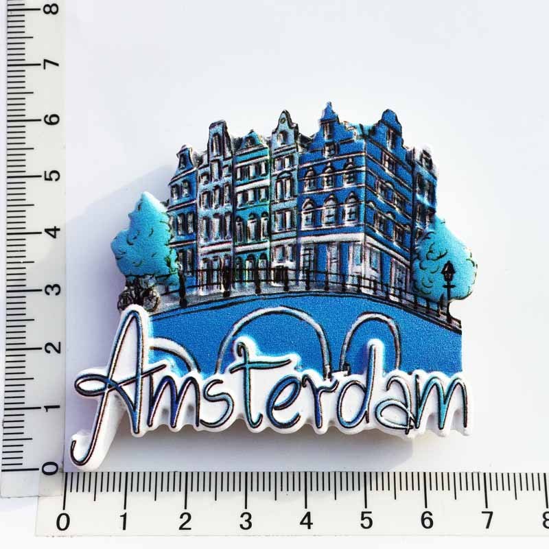 3D Resin Fridge Magnet Holland Delft Amsterdam Travel Souvenir UV Printing Home Decorative Crafts Magnetic Refrigerator Stickers