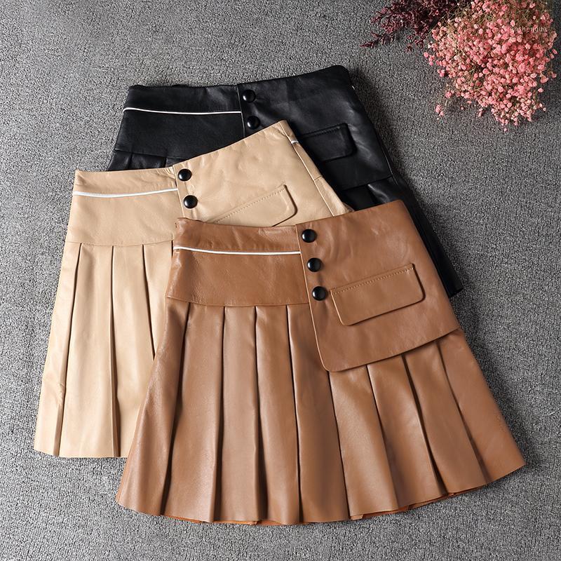 Skirts Genuie Leather Skirt Women 2022 Spring South Korean Fashion High Waist Buttons Pleated Jupe Female Black/brown Sexy Mini Faldas
Skirts Genuie Leather Skirt Women 2022 Spring South Korean Fashion High Waist Buttons Pleated Jupe Female Black/brown Sexy Mini Faldas