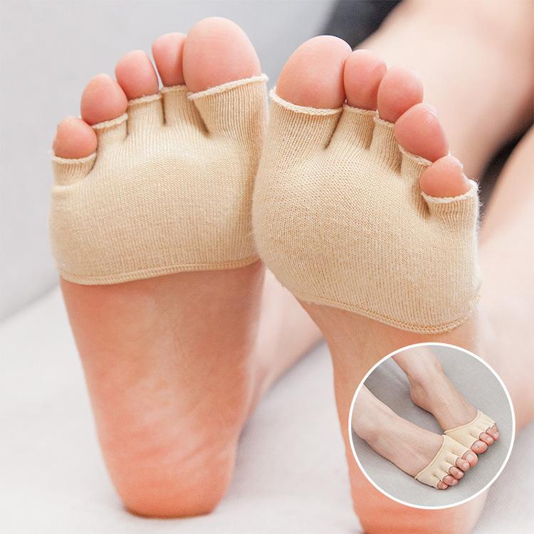 

Socks & Hosiery Yogis Women Silicone Anti-slip Lining Open Toe Heelless Liner Cotton With Invisible Forefoot Cushion Foot Pad SocksSocks, Beige