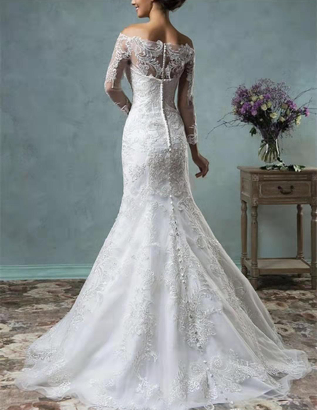 Vintage Saudi Arabia Wedding Dress High Neck Long Sleeve Bridal Gowns Crystal Bride Robes De Mariee Plus Size Beaded Mermaid Wed Dresses 403