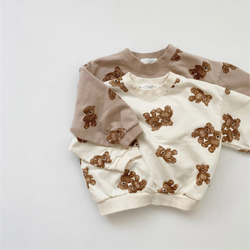 Fashion Baby Girl Clothes Set Kids Cartoon Bear Tops And Pants Suit Toddler Boys Sweatshirt Trousers 2pcs Boy 220509