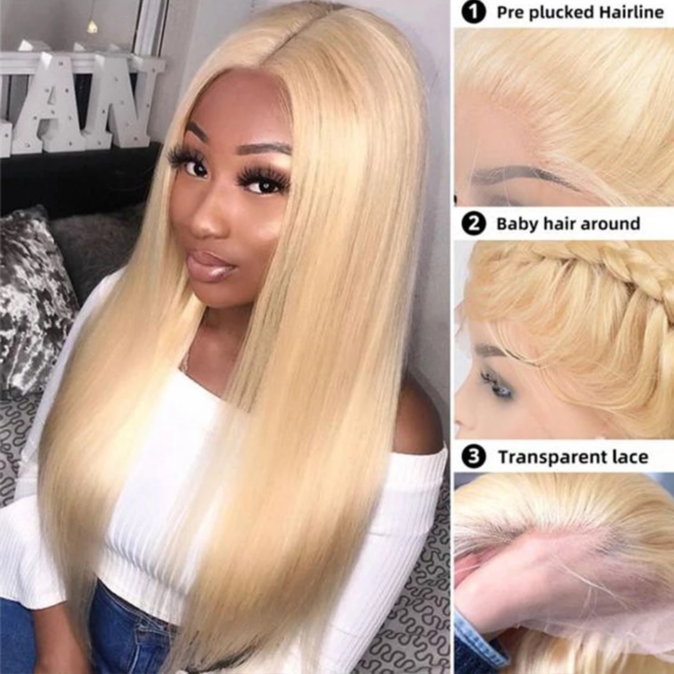 30 Inch Long 613 Blonde Bone Straight Lace Frontal Human Hair Wigs For Black Women Synthetic Closure Wig Cosplay Party
