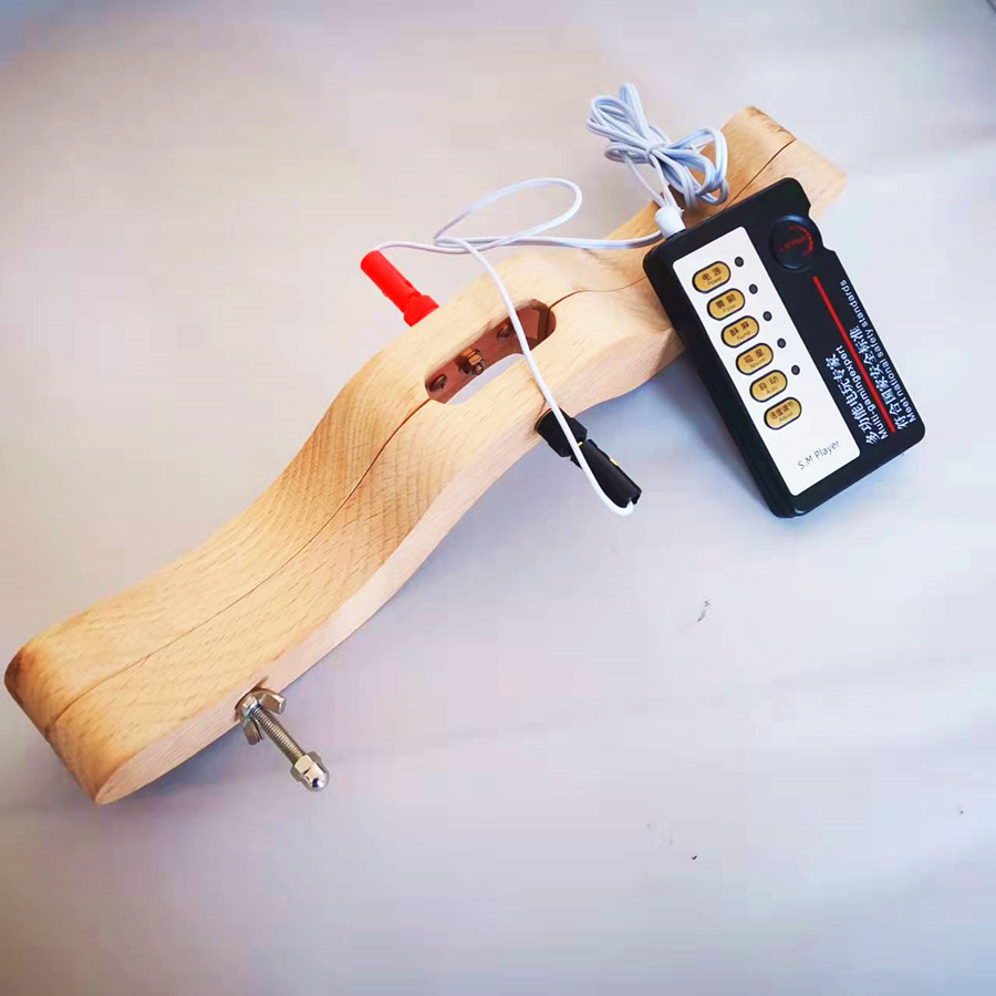 BDSM sexy Toys CBT Electric Cock & Ball Torture Stretcher Scrotal Fixture BALL SMASHER CRUSHER Wood Humbler Flat Hole