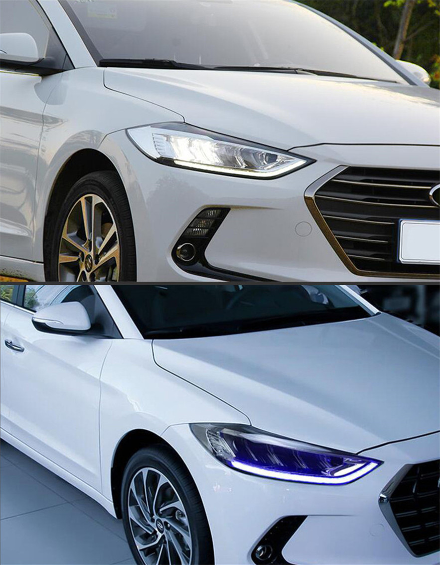 Full LED Head Lights For Hyundai Elantra 20 16-20 20 LED Daytime Running Headlight Angel Eye Turn Signal Lamp Replacement