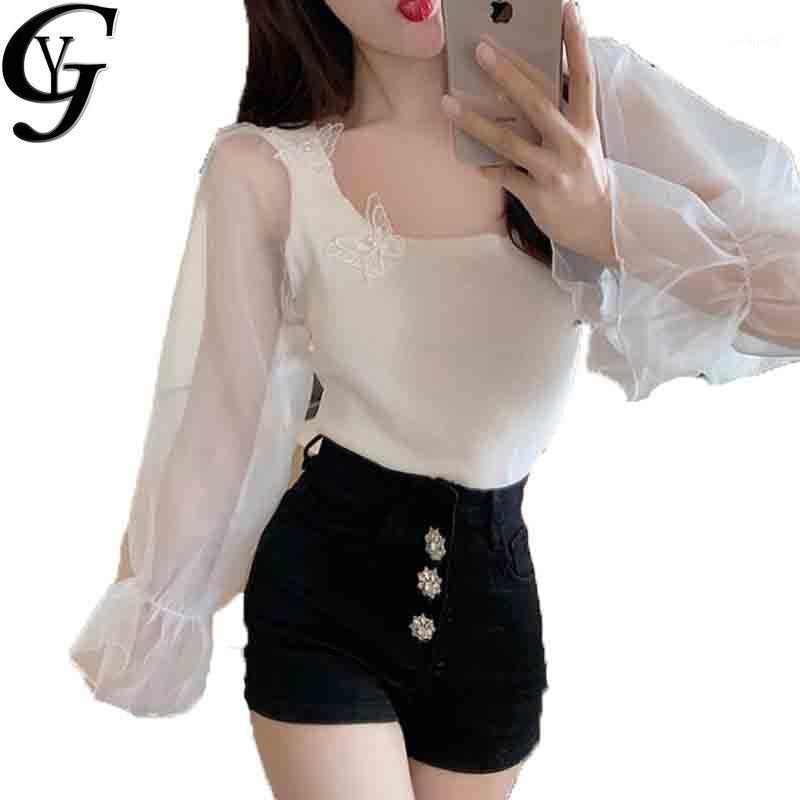 Butterfly Patchwork Women Top And Blouse Sexy See Through Mesh Puff Sleeve Shirts Female Casual Black White Camisas Mujer Women's Blouses &
Butterfly Patchwork Women Top And Blouse Sexy See Through Mesh Puff Sleeve Shirts Female Casual Black White Camisas Mujer Women's Blouses &