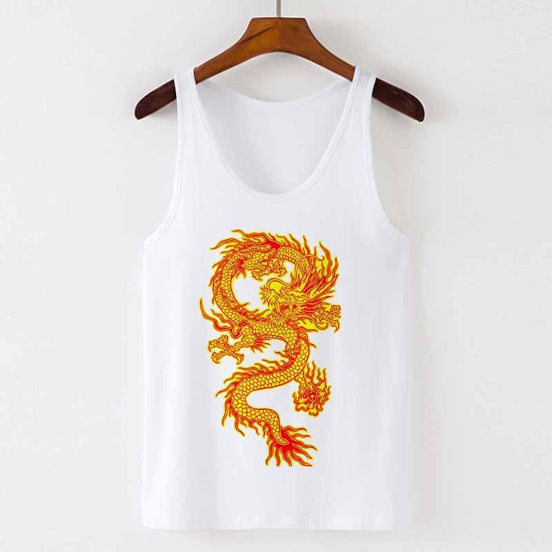 

Women' Tanks & Camis Women Top Dragon Pattern Print Camisole Tank Tops Vest Summer Sexy U Neck Fashion Sleeveless Casual Loose Harajuk T Sh, White