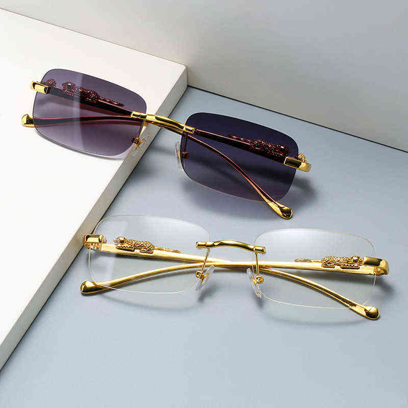 Fashion Vintage Rimless Square Sunglasses Women Men Luxury Brand Designer Popular Travel Driving Leopard Head Small Sun Glasses Y220410
Fashion Vintage Rimless Square Sunglasses Women Men Luxury Brand Designer Popular Travel Driving Leopard Head Small Sun Glasses Y220410