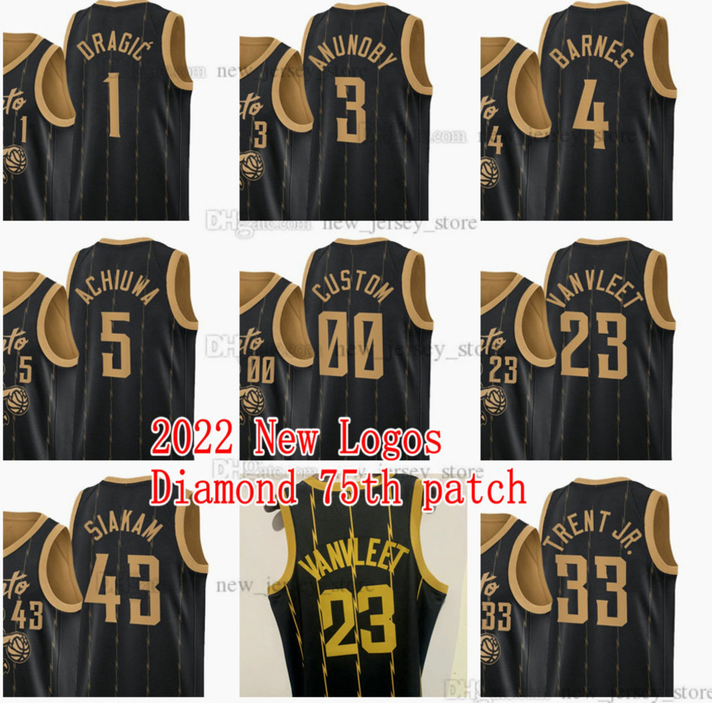 Diamond 75th Anniversary Black City Basketball 4 Scottie Barnes Jerseys Pascal 43 Siakam Fred 23 VanVleet Goran 1 Dragic 33 Gary Trent Jr. 5 Achiuwa 3 Anunoby Jersey, Printed (stitched 75th patch)
Diamond 75th Anniversary Black City Basketball 4 Scottie Barnes Jerseys Pascal 43 Siakam Fred 23 VanVleet Goran 1 Dragic 33 Gary Trent Jr. 5 Achiuwa 3 Anunoby Jersey, Printed (stitched 75th patch)
