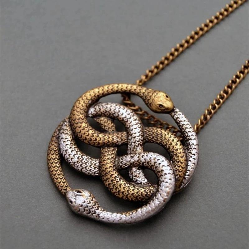 Pendant Necklaces Retro Double Ouroboros Snake Necklace Chain Statement For Women Punk Party Fashion Jewelry GiftPendant
Pendant Necklaces Retro Double Ouroboros Snake Necklace Chain Statement For Women Punk Party Fashion Jewelry GiftPendant