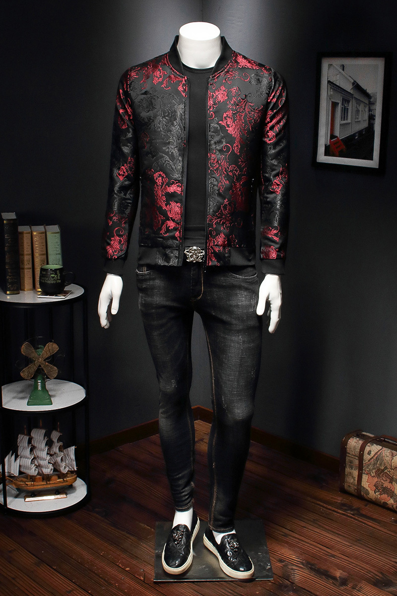 Spring Paisley Print Jacket High Quality Men's Retro Bomber Jacket Coat Fashion Embroidered Jacquard Men Slim Flower Jacket 220409