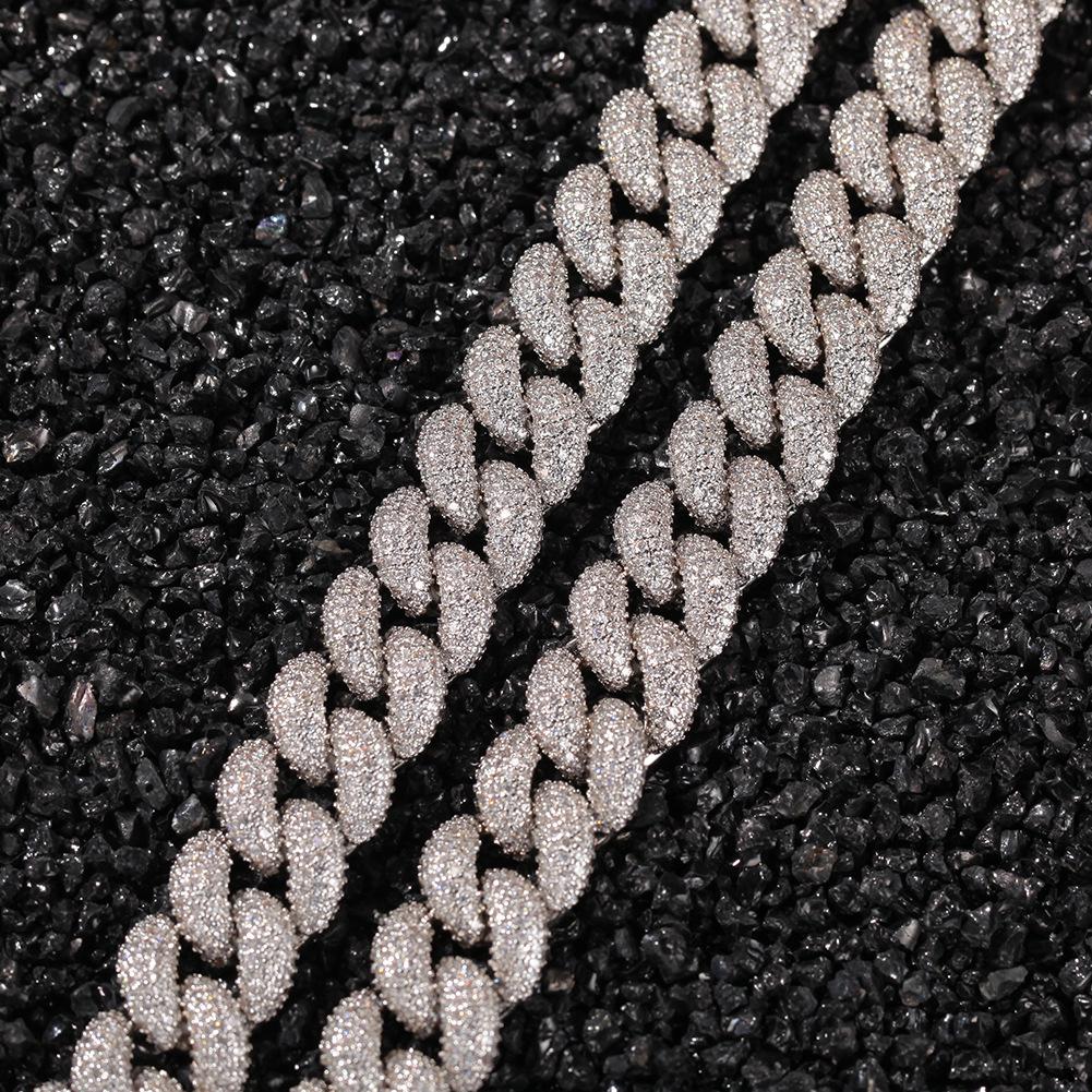 Full Diamond Cuban Link Chain Mens Gold Iced Out Chains Necklace Hip Hop Jewelry 14mm 3D Fashion Thick Heavy Necklace bracelet