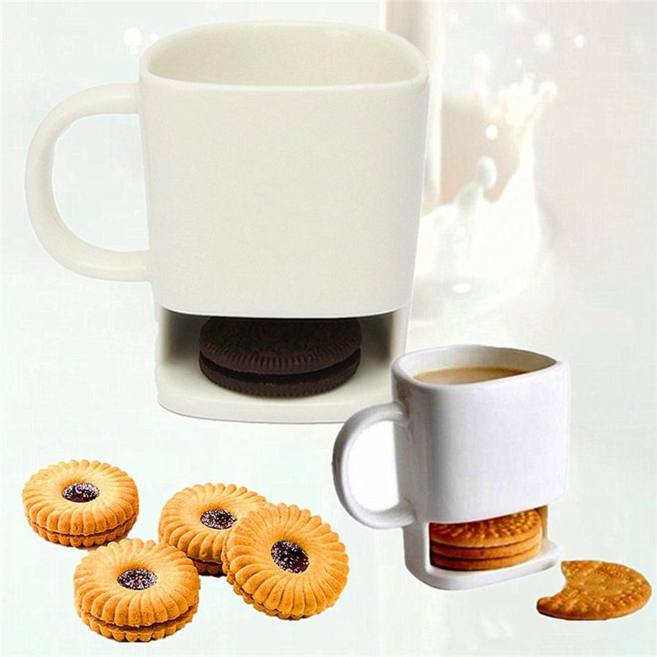 Ceramic Biscuit Creative Coffee Cookies Milk Dessert Tea Cups Bottom Storage gs for Cookie Biscuits Pockets Holder Drinkware Cup Free shipping