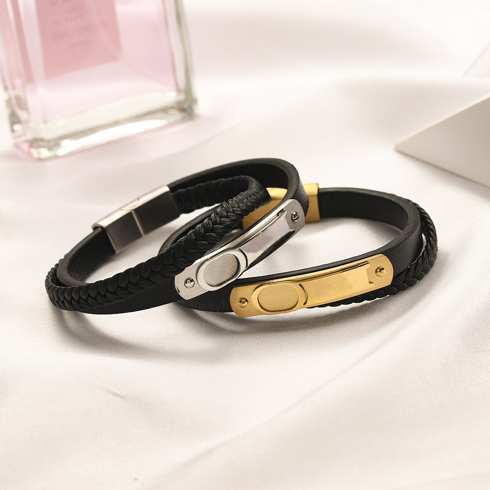 New luxury Leather Unisex stainless steel bracelets woven antique gold and silver charm letter Bracelet mens Bracelet Fashion hip hop jewelry party gift top quality
New luxury Leather Unisex stainless steel bracelets woven antique gold and silver charm letter Bracelet mens Bracelet Fashion hip hop jewelry party gift top quality