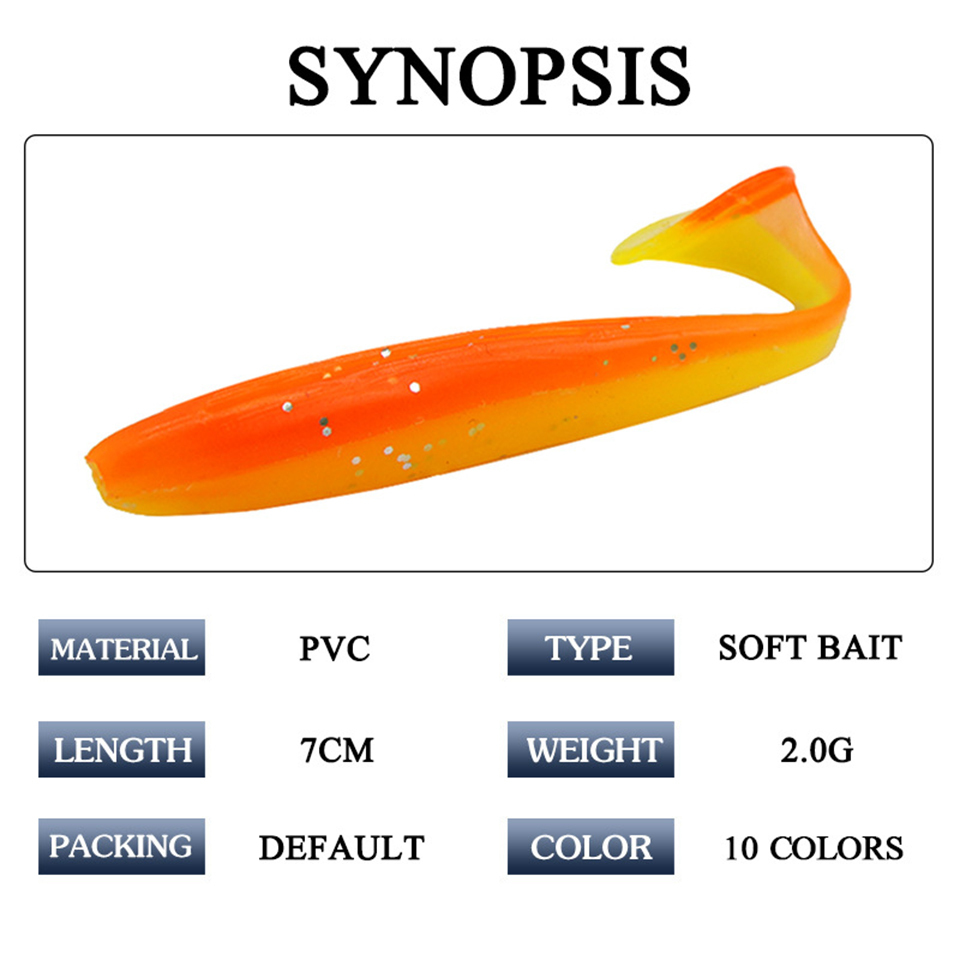Shad Worm Soft Bait 70mm T Tail Jigging Wobblers Fishing Lure Tackle Bass Pike Aritificial Silicone Swimbait Convenient And Practi