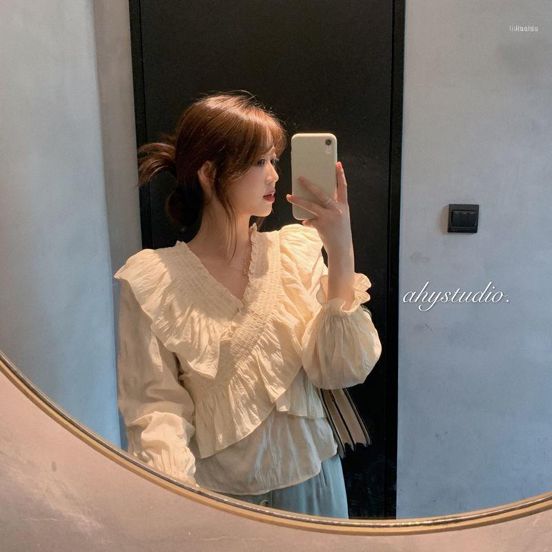 Women' Blouses & Shirts Blouse Women Ruffled V-neck Long-Sleeved Autumn Chiffon Top Blusas Mujer De Moda, As picture
Women' Blouses & Shirts Blouse Women Ruffled V-neck Long-Sleeved Autumn Chiffon Top Blusas Mujer De Moda, As picture