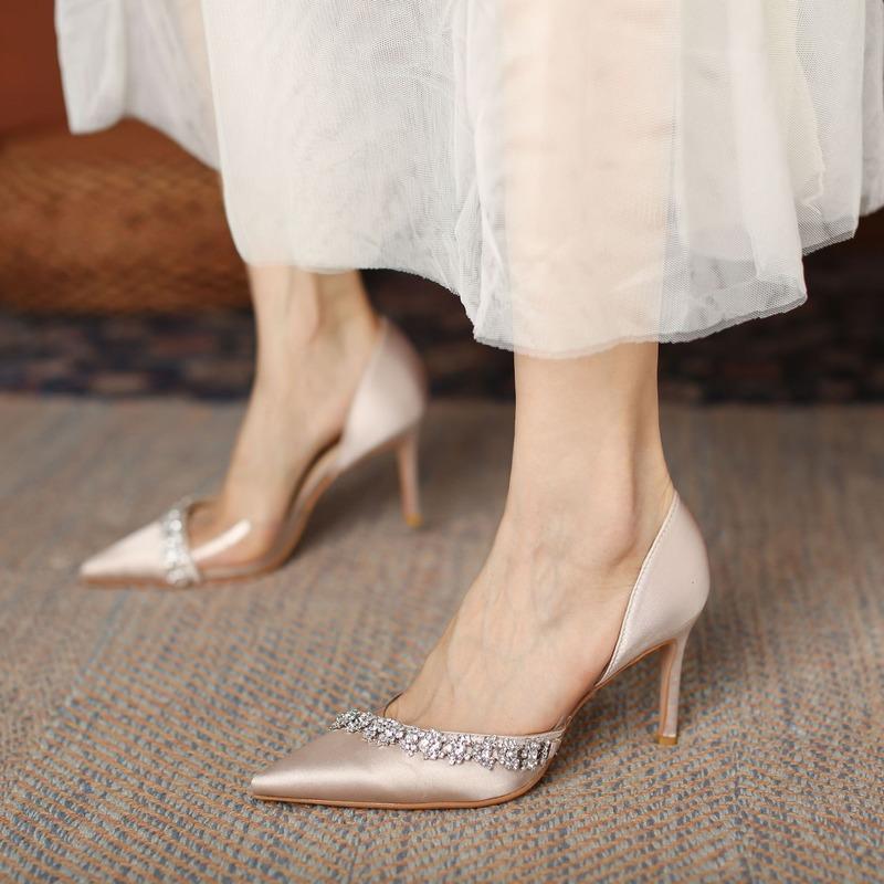 Dress Shoes Pointed Rhinestone Transparent High Heels Women Sandals 2022 Satin Stiletto Wedding Bride, Champagne
Dress Shoes Pointed Rhinestone Transparent High Heels Women Sandals 2022 Satin Stiletto Wedding Bride, Champagne
