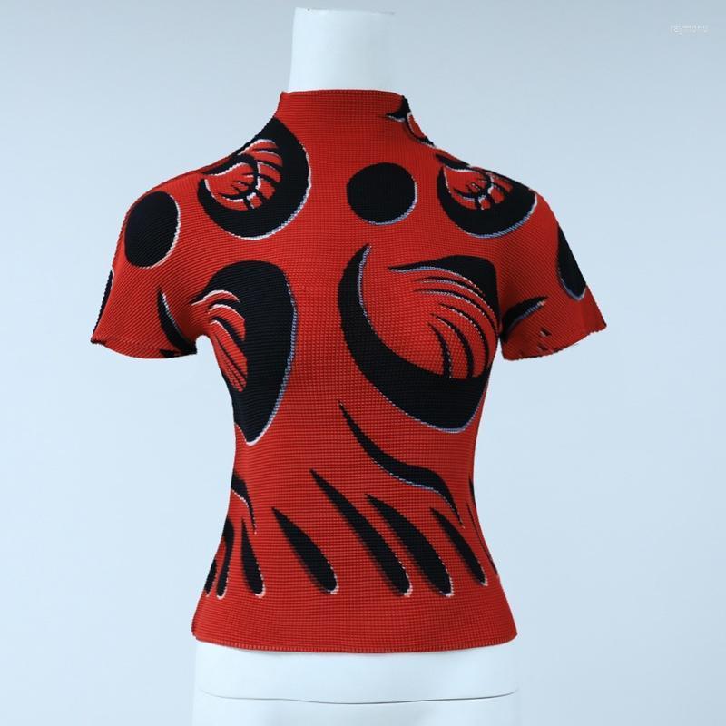 Women's T-Shirt Miyake Pleated Top Women's Summer Thin Half Turtleneck Red Printed T-shirtWomen's, Picture color
Women's T-Shirt Miyake Pleated Top Women's Summer Thin Half Turtleneck Red Printed T-shirtWomen's, Picture color