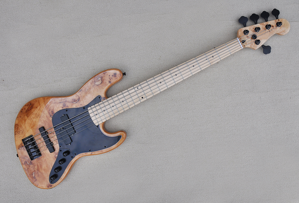 Factory Custom natural Active 5-String Electric Bass Guitar with Burl maple Veneer Maple Fingerboard dots Fret Inlay Black hardwares Offer Customized
Factory Custom natural Active 5-String Electric Bass Guitar with Burl maple Veneer Maple Fingerboard dots Fret Inlay Black hardwares Offer Customized
