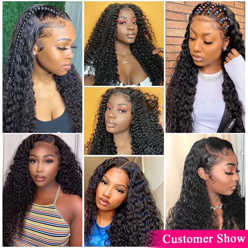 30 32 Inch 13x4 Deep Wave Human Hair Wigs HD Transparent Lace Front Synthetic Curly Wig For Black Women Brazilian Wet And Wavy