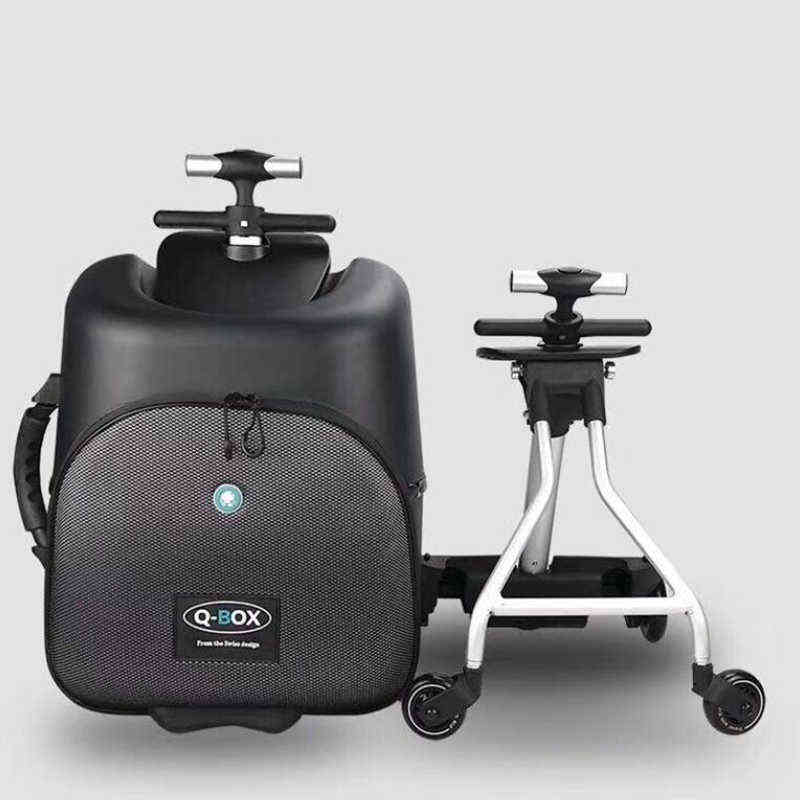 Can ride High quality and convenient Kids scooter suitcase Lazy carry rolling luggage trolley bag for baby J220707