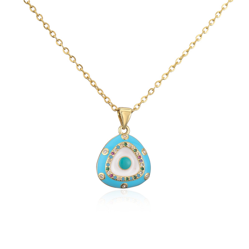 New Fashion Enameled Evil Eye Pendant Necklace Colorful Zirconia Jewelry