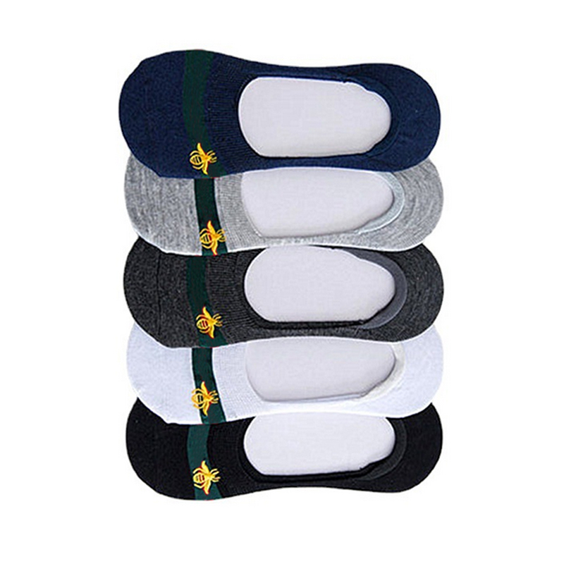 Red Green Striped Bee Invisible Socks Men Cotton Breathable Sock Non-slip 5 Colors Wholesale Price