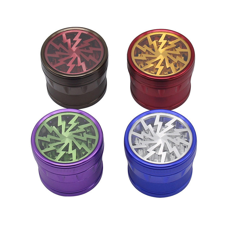 63mm herb grinders 4 parts chamfered drum type lightning transparent cover split aluminum alloy Grinder metal smoke set
63mm herb grinders 4 parts chamfered drum type lightning transparent cover split aluminum alloy Grinder metal smoke set