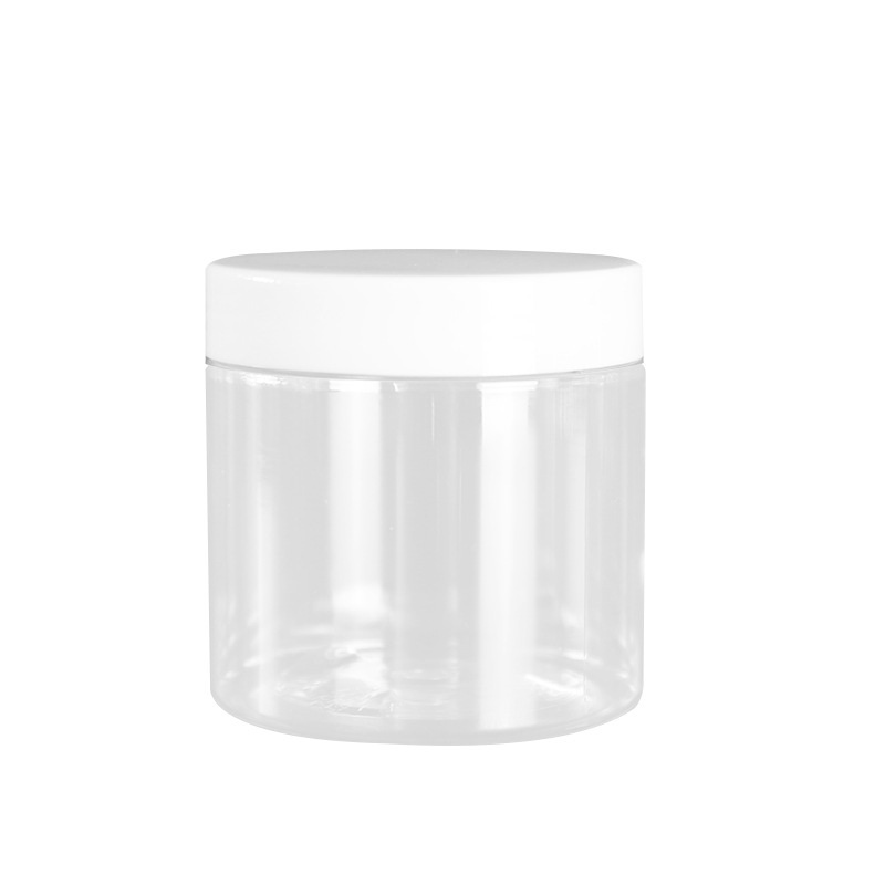 Dia.68mm PET Clear Plastic Empty Bottle Cosmetic Packaging Hair Wax Pot Plastic Cap Aluminum Lid Food Candy Flower Tea Jars Containers 150ml 200ml 250