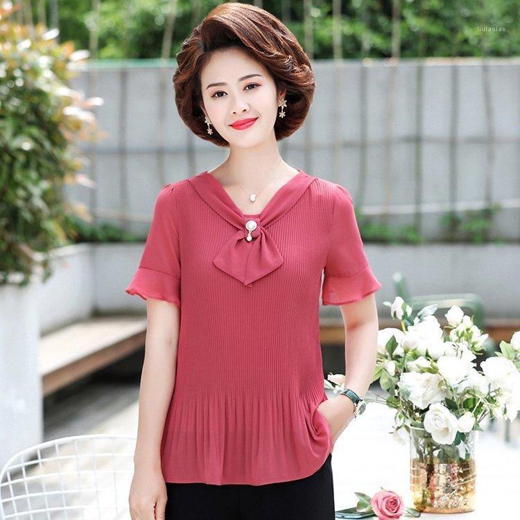 Bow Sweet Plus Size Mother Clothes -5XL V-Neck Fashion Casual Short Sleeve Middle Age Women Chiffon Blouses Summer Tops Women's & Shirts, Green
Bow Sweet Plus Size Mother Clothes -5XL V-Neck Fashion Casual Short Sleeve Middle Age Women Chiffon Blouses Summer Tops Women's & Shirts, Green