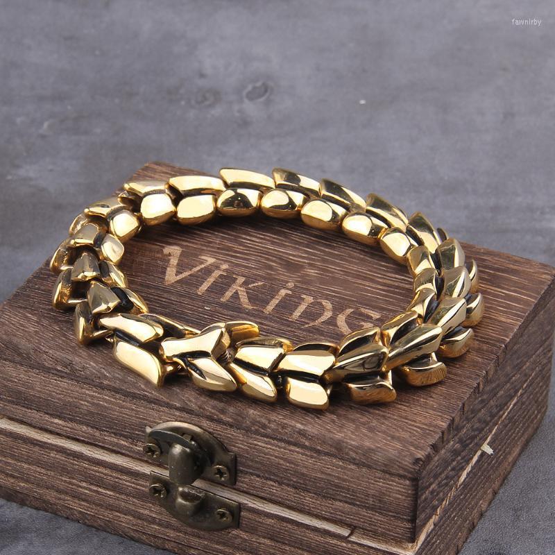 Link Chain Vikings Ouroboros Vintage Punk Bracelet For Men Gold Plated Stainless Steel Fashion Jewelry Hippop Street CultureLink Fawn22
