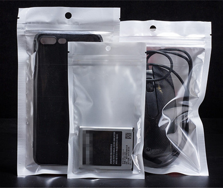 200PCS One Side Clear White Pearl Zip Lock Packaging Bags Reclosable Jewelry Trinkets Phone Case Bracelets Underwear E-cigarettes Christams Gifts Stor