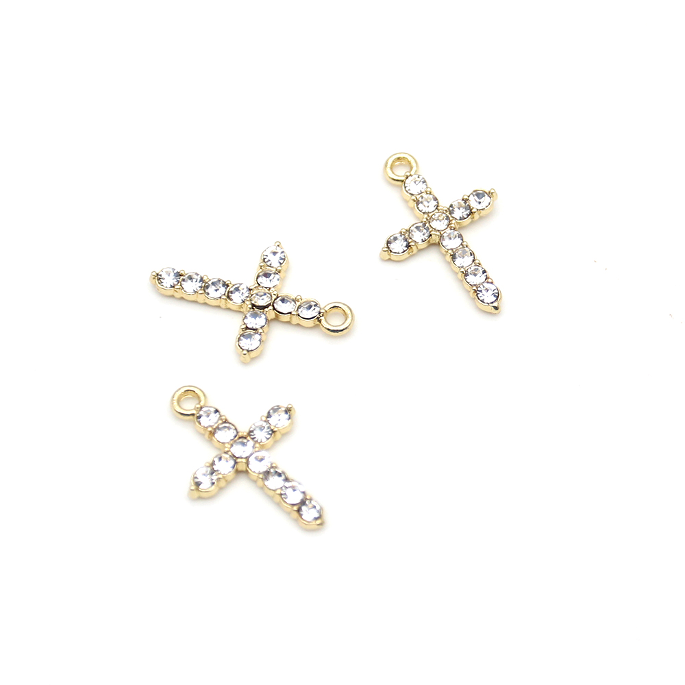 20pcs Cute Small Mix Color Religious DIY Craft Charms For Kids Christianity Enamel Rhinestone Cross Shape Pendant Charm For Bracelet /Necklace Making 