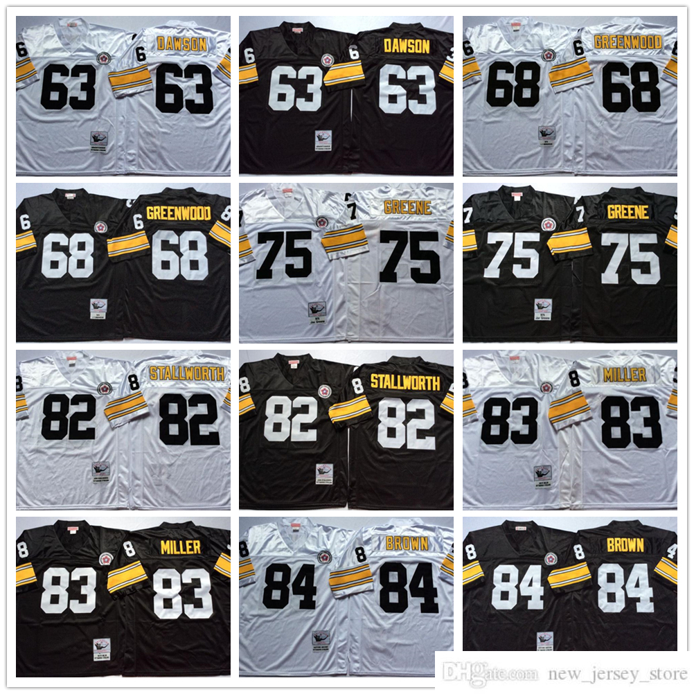1980 Vintage Throwback Football 84 Antonio Brown Jerseys Retro Stitch 75 Joe Greene 83 Heath Miller 82 John Stallworth 68 LC Greenwood 63 Dermontti Dawson