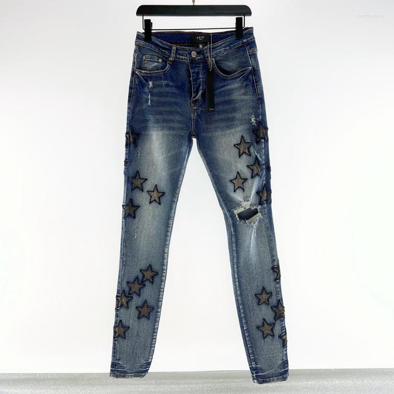 Men's Jeans High Quality AMR Five-pointed Star Embroidery Trend Versatile Simple Jean Men Patchwork Street Motorcycle PantsMen's Bert22, Blue
Men's Jeans High Quality AMR Five-pointed Star Embroidery Trend Versatile Simple Jean Men Patchwork Street Motorcycle PantsMen's Bert22, Blue