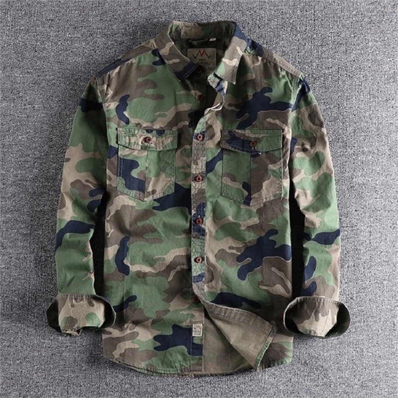 Men's Casual Shirts Men Camouflage Cargo Shirts High Quality Durable Outdoor Hik 220823