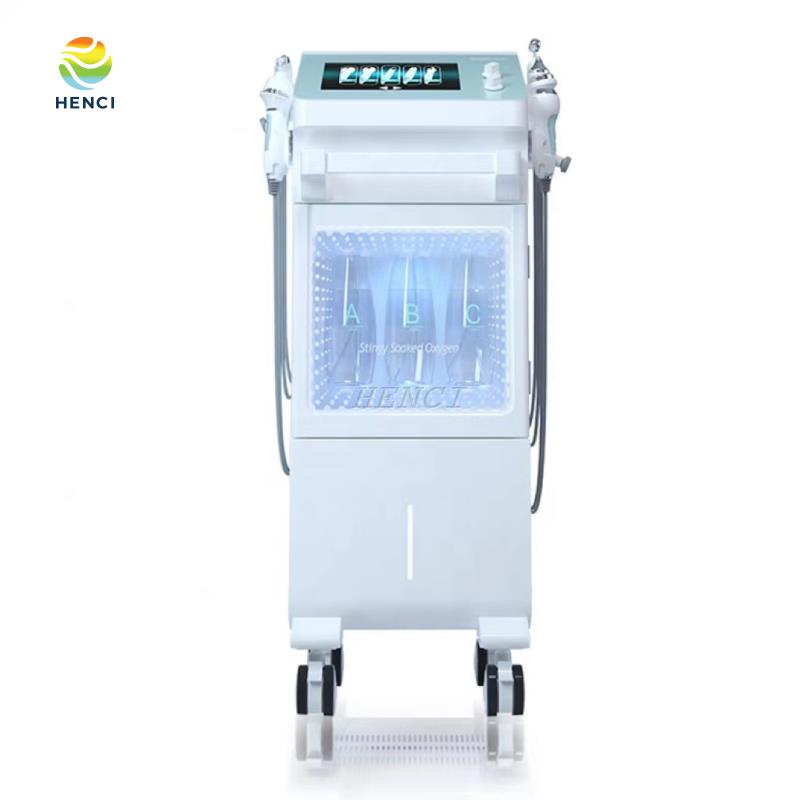 9 in 1 Multifunction Facial Oxygen Spray Ultrasound Cold Hammer Scrubber White skin integrated management instrument