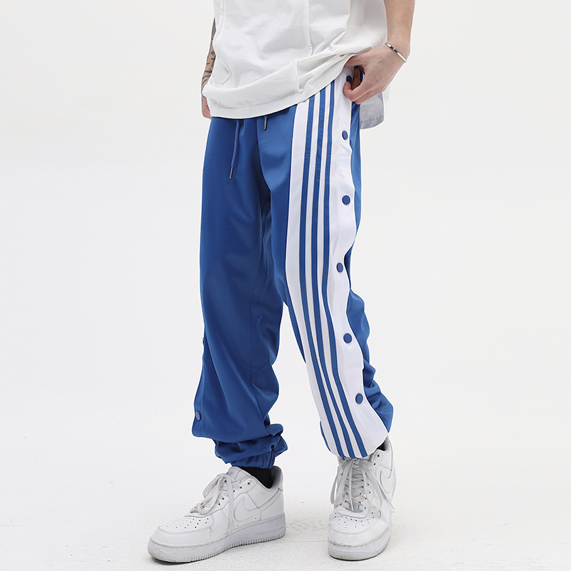 High Street Pants Striped Side Button Sweatpants Mens and Womens Joggers Drawstring Feet Casual Trousers 
High Street Pants Striped Side Button Sweatpants Mens and Womens Joggers Drawstring Feet Casual Trousers