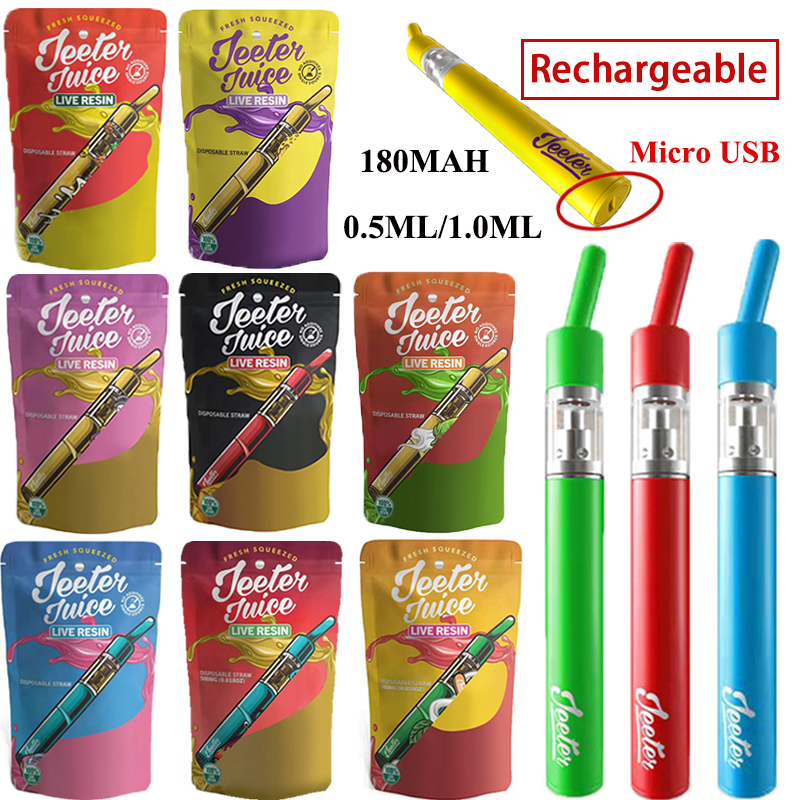 JEETER JUICE LIVE RESIN Electronic Cigarette 10 strains Carts 1ML Disposable Vape Pen 0.5ML Empty Device Pods 180mAh Micro USB Rechargeable Starter Kits With Packing
JEETER JUICE LIVE RESIN Electronic Cigarette 10 strains Carts 1ML Disposable Vape Pen 0.5ML Empty Device Pods 180mAh Micro USB Rechargeable Starter Kits With Packing