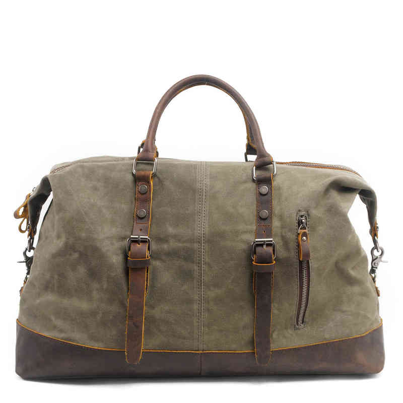 duffel bags Oil Wax Canvas Weekend Bags Men Women's Large Travel Bags Waterproof Beach Bag Hanging Luggage Bag Vintage Duffle Bag Shoulder 220626