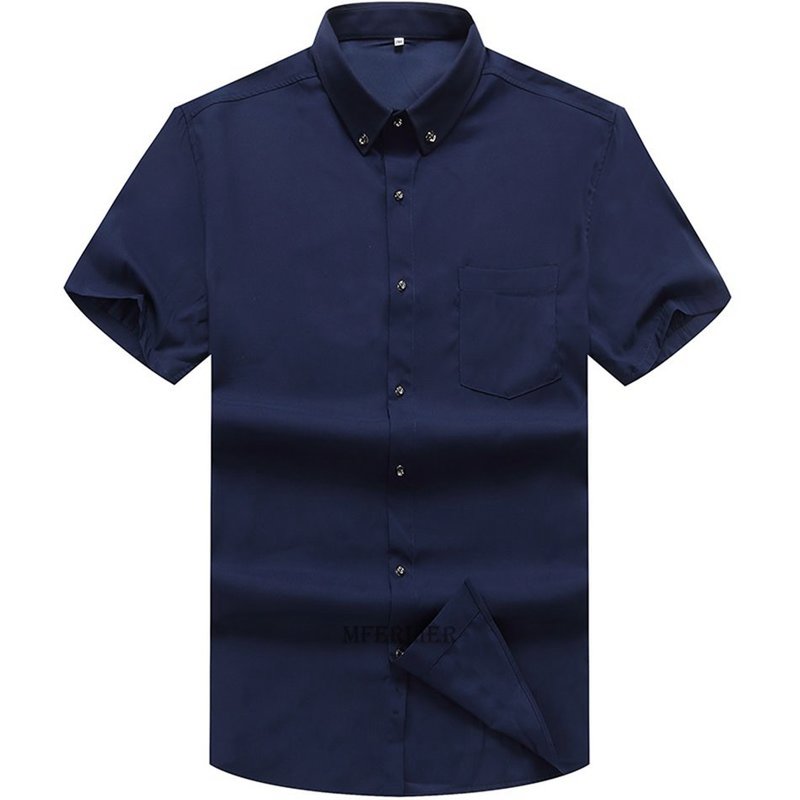 14XL 160KG summer men dress shirt short sleeve large size 150KG oversize formal office Business wedding shirts mferlier purple 220322
