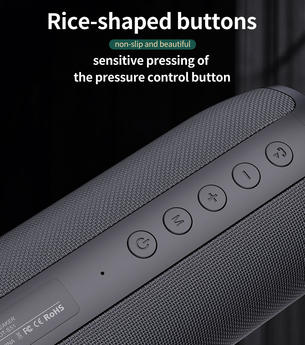 S51 Portable Speaker Bluetooth Wireless Speaker with Deep Bass and Loud Sound TWS Fabric Subwoofer Builtin Microphone for Home Ou