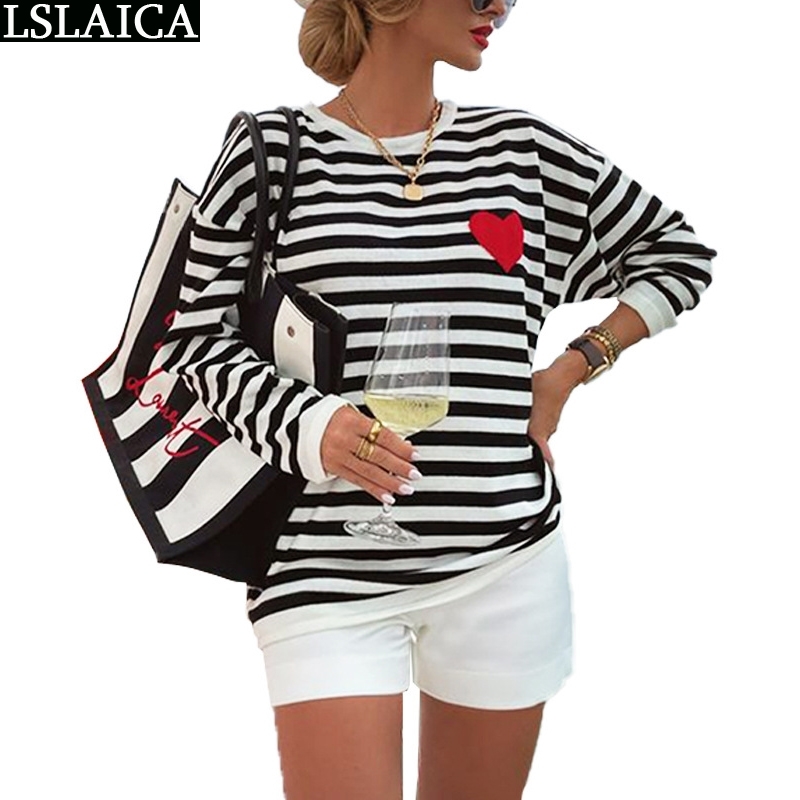 T shirt Femme Long Sleeve O Neck Striped Print Arrival Fashion Casual Shirt Women Saller Streetwear Ladies Tops 220714