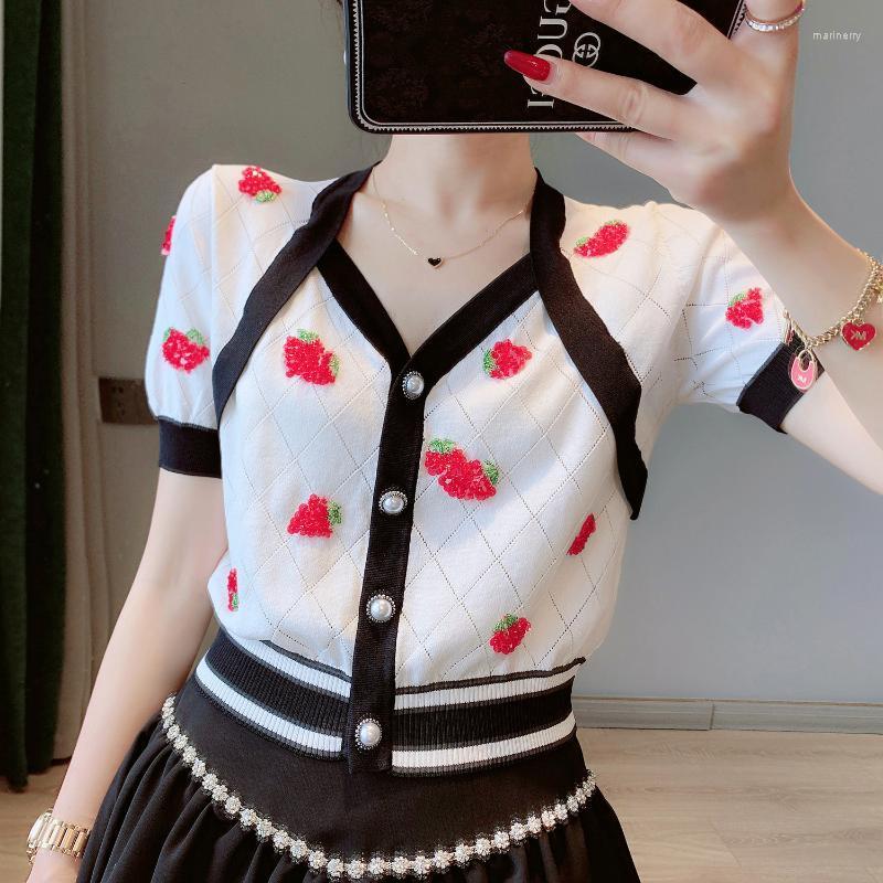 Women's Knits & Tees Summer Cardigan Women Contrast Beaded Strawberry Patch Pink Cropped Short Sleeve Sweater Shirt Tee TopWomen's Mari22
Women's Knits & Tees Summer Cardigan Women Contrast Beaded Strawberry Patch Pink Cropped Short Sleeve Sweater Shirt Tee TopWomen's Mari22